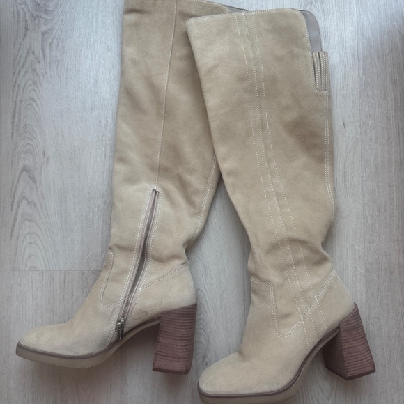 Vince Camuto Eyana Wide Calf Over The Knee Boots - Size 7 - Taupe - Picture 2 of 7